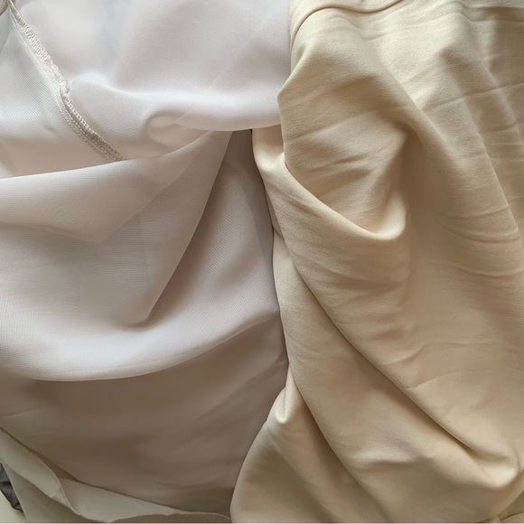 Davids Bridal Long Beaded Chiffon Gown Size 5 Pastel Pink Strapless Lace - Picture 16 of 17